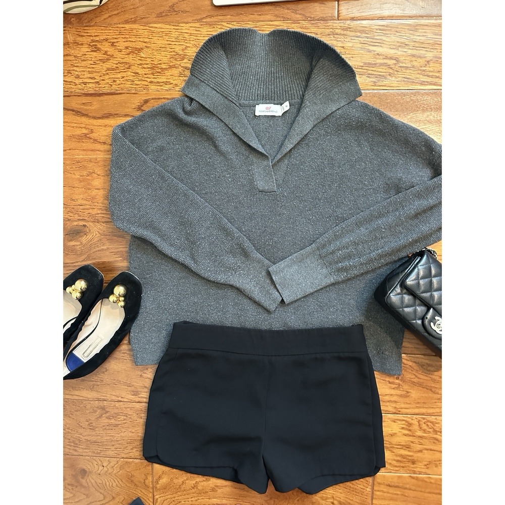 Vineyard Vines Womens M Gray Split Neck Wool Blend Sweater Read Description